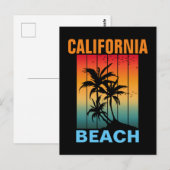 CALIFORNIË STRAND VINTAGE RETRO ZONSONDERGANG AAN BRIEFKAART (Voorkant / Achterkant)