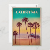 Californië Sunset Beach Briefkaart (Voorkant / Achterkant)