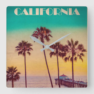  Californië Sunset Beach Vierkante Klok