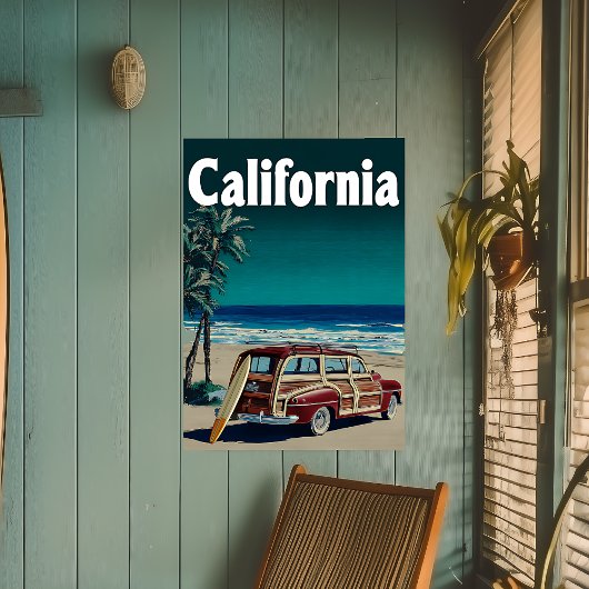 Californië Surf Beach Travel Poster