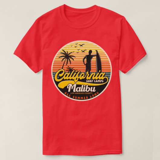 Californië Surf Camp Malibu T-shirt (Design voorkant)