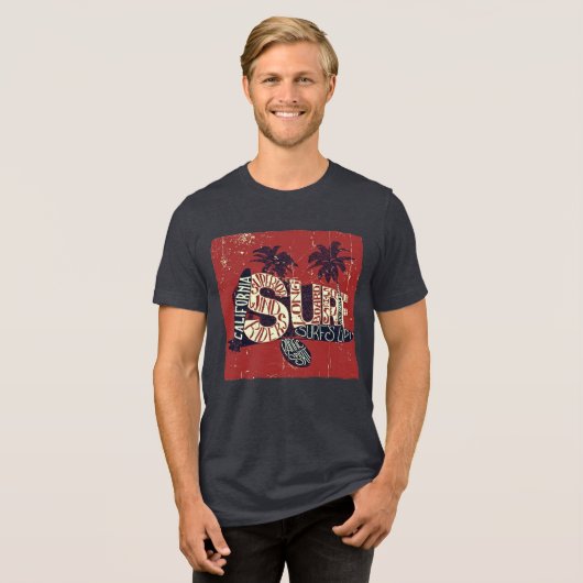 Californië Surf - Retro Tri-Blend T-shirt (Voorkant volledig)