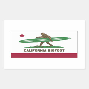 Californië Surfen Bigfoot Longboard Rechthoekige Sticker