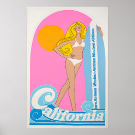 Californië Surfen Kunst Surfer Print Western Airli
