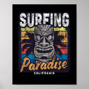 Californië Surfen Paradijs Vintage Retro  Poster