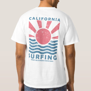 Californië Surfen Zonsondergang Vintage Kunst T-shirt