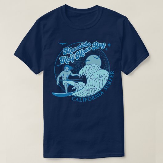 Californië Surfer Mavericks Half Moon Bay Surfen T-shirt (Design voorkant)