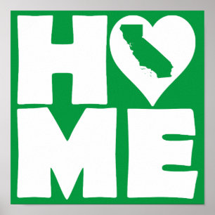 Californië Thuis Hart Staat Poster Bord