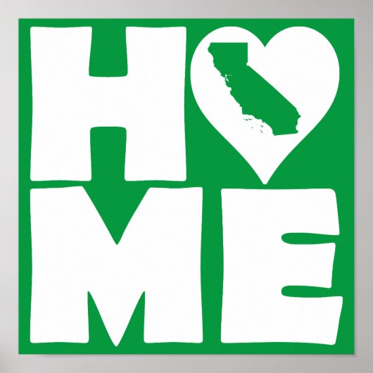 Californië Thuis Hart Staat Poster Bord (Voorkant)
