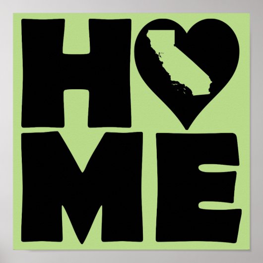 Californië Thuis Hart Staat Poster Bord (Voorkant)
