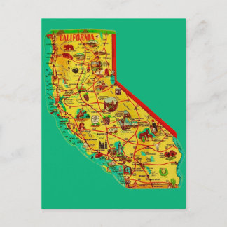 Californië Uitknipbare Staatswenskaart Briefkaart