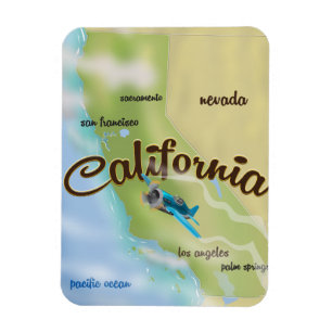 Californië USA vintage kaart en reisposter Magneet