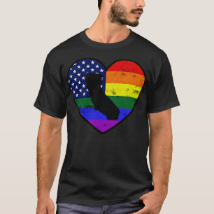 Californië Verenigde Staten Gay Pride Vlag Hart T-shirt