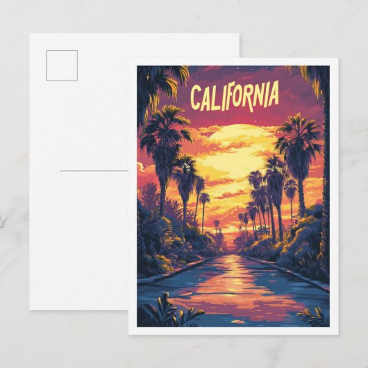 Californië Verenigde Staten  illustratie reizen Briefkaart (Voorkant / Achterkant)