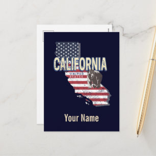 Californië Verenigde Staten Retro State Kaart
