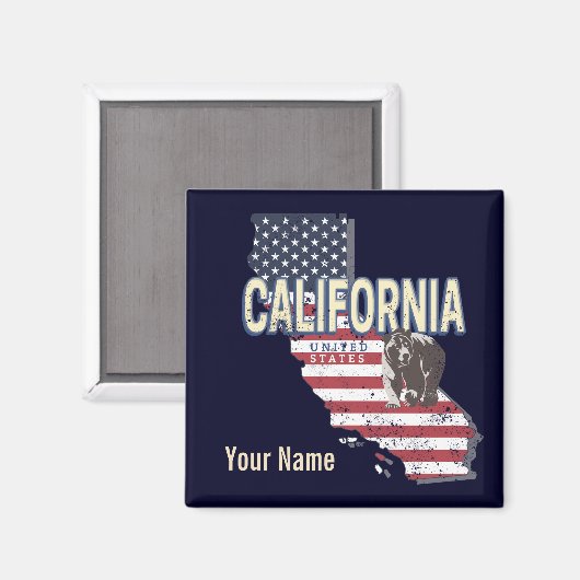 Californië Verenigde Staten Retro State Kaart  Magneet (Voorkant / Achterkant)
