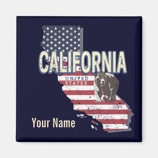 Californië Verenigde Staten Retro State Kaart  Magneet (Voorkant)