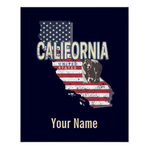 Californië Verenigde Staten Retro State Kaart  Perfect Poster