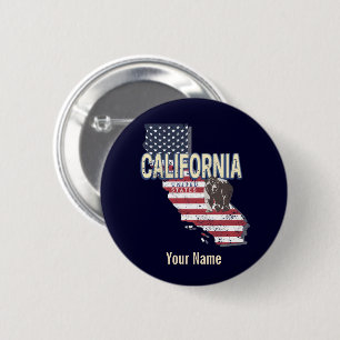 Californië Verenigde Staten Retro State Kaart  Ronde Button 5,7 Cm