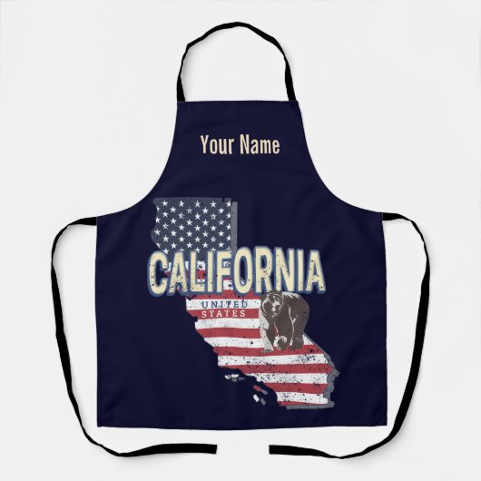 Californië Verenigde Staten Retro State Kaart  Schort (Voorkant)