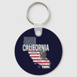 Californië Verenigde Staten Retro State Kaart  Sleutelhanger