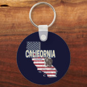 Californië Verenigde Staten Retro State Kaart Sleutelhanger (Voorkant)