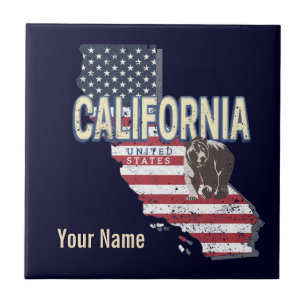Californië Verenigde Staten Retro State Kaart  Tegeltje