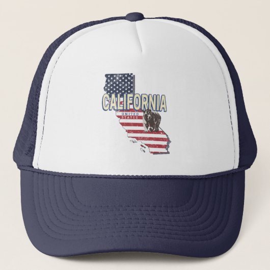 Californië Verenigde Staten Retro State Kaart  Trucker Pet (Voorkant)