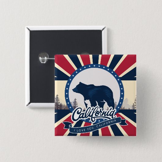 Californië Vierkante Button 5,1 Cm (Voorkant /achterkant)