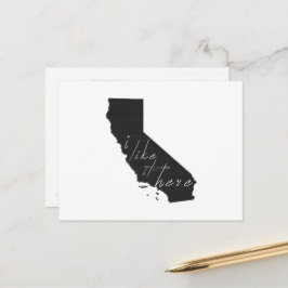 Californië vind het hier mooi staat gevormd alkbor briefkaart