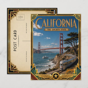 Californië Vintage Art Deco Gouden Tijdperk Briefkaart