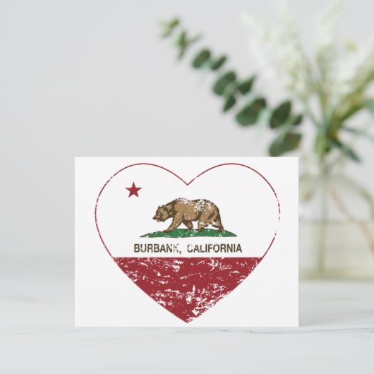 californië vlag burbank hartproblemen briefkaart (Staand voorkant)