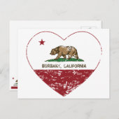 californië vlag burbank hartproblemen briefkaart (Voorkant / Achterkant)