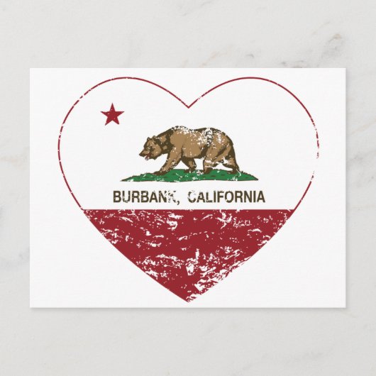 californië vlag burbank hartproblemen briefkaart (Voorkant)