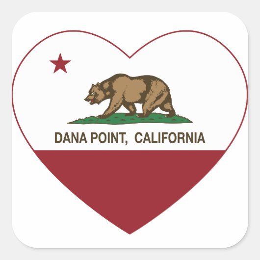 Californië vlag Dana Point hart Vierkante Sticker (Voorkant)