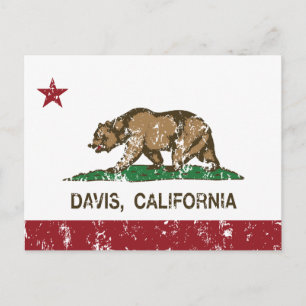 californië vlag davis in nood briefkaart