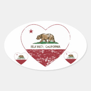 Californië vlag Isla Vista hart verdrietig Ovale Sticker