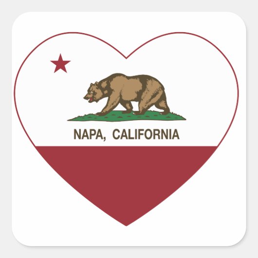 Californië vlag Napa hart Vierkante Sticker (Voorkant)
