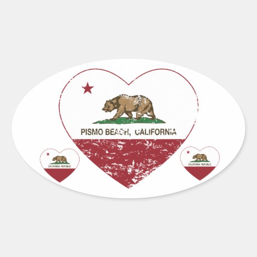 Californië vlag Pismo strand hart verdrietig Ovale Sticker (Voorkant)