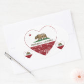 Californië vlag Pismo strand hart verdrietig Ovale Sticker (Envelop)