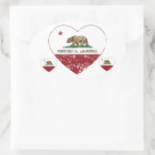 Californië vlag Pismo strand hart verdrietig Ovale Sticker (Tas)