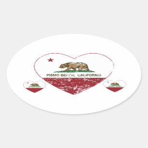 Californië vlag Pismo strand hart verdrietig Ovale Sticker