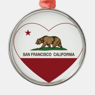 californië vlag san francisco hart metalen ornament