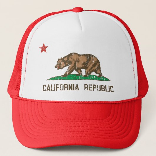Californië: Vlag Trekker Hat Trucker Pet (Voorkant)