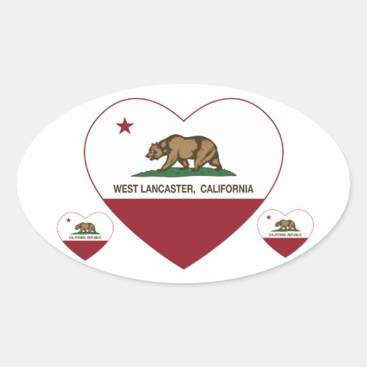 Californië vlag West Lancaster hart Ovale Sticker (Voorkant)