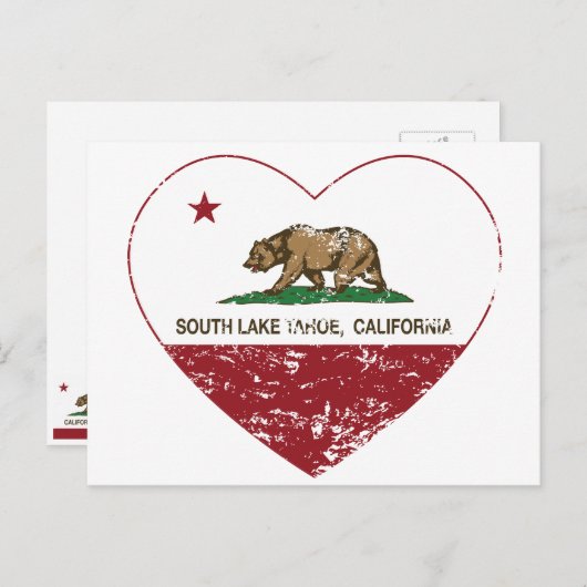 californië vlag zuid tahoe - hart zwaar getroffen briefkaart (Voorkant / Achterkant)