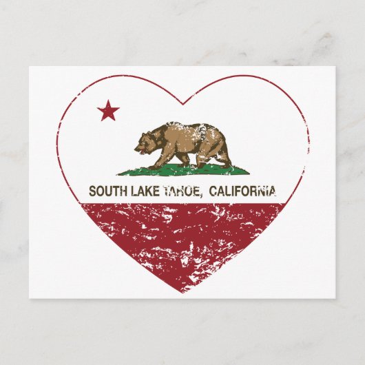 californië vlag zuid tahoe - hart zwaar getroffen briefkaart (Voorkant)