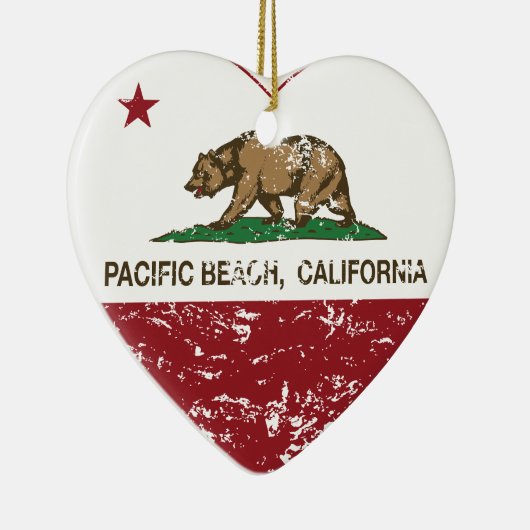 californië vlaggen strandhart stille oceaan in noo keramisch ornament (Rechts)
