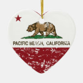 californië vlaggen strandhart stille oceaan in noo keramisch ornament (Voorkant)