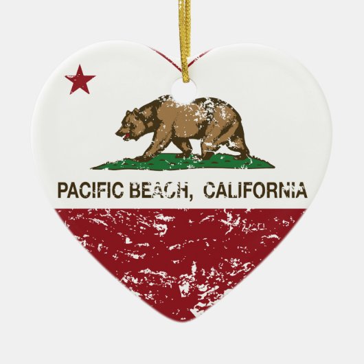 californië vlaggen strandhart stille oceaan in noo keramisch ornament (Voorkant)